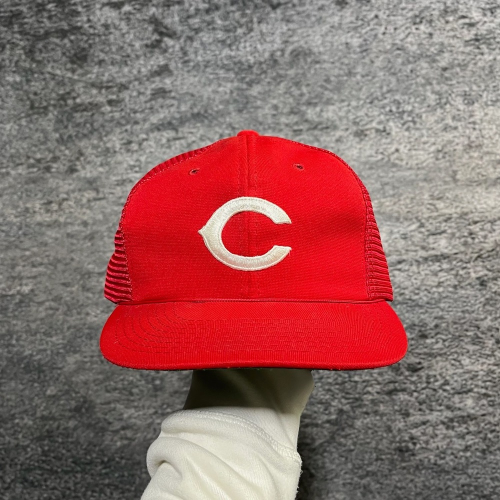 Cincinnati Reds Trucker Hat Snapback Red Vintage 80s 90s AJD MLB Adjustable Cap‎